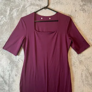 Peruvian Connection Natasha Square Neck Midi Dress Pima Cotton Dark‎ Plum Medium thumbnail 2