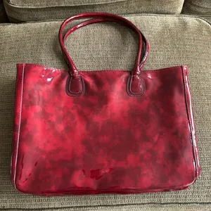 New tote bag, heavy shiny vinyl Red thumbnail 1