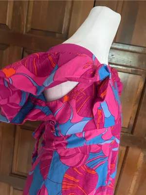 Tuckernuck X Cameran‎ Eubanks Wild Azalea Edisto Dress Pink Blue Linen Small S thumbnail 4