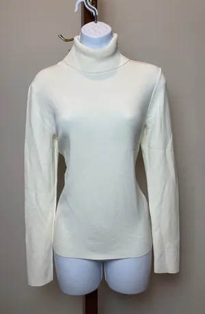 Jones New York Sweater Size M Cream Turtleneck Soft Knit Classic Pullover NWT thumbnail 1