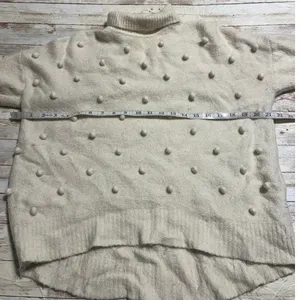 Madewell Snow Globe Bobble Turtleneck Sweater Medium Ivory Pom-Pom Wool Alpaca thumbnail 4