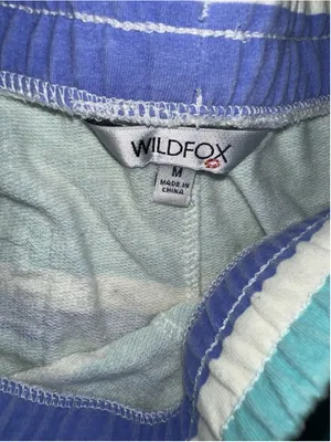 Wildfox 2-Piece Lounge Set - Striped Blue Aqua White Sweatshirt & Shorts Medium thumbnail 11