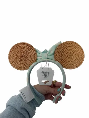 NWT Disney Parks Minnie Mouse Summer Tropical Palm Tree Rattan Headband Ears thumbnail 2