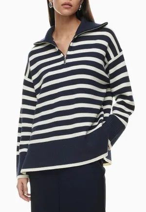 Aritzia Babaton Overseas Striped Sweater Blue White Sz XXS thumbnail 1
