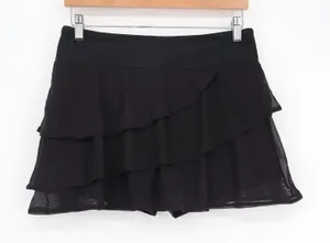 Black Tiered Ruffle Mesh Skort with Built-in Shorts Activewear Size L thumbnail 1
