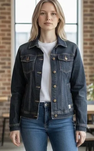 Carhartt Jacket Trucker Brewster Dark Wash Denim Jacket Womens Medium Western thumbnail 1
