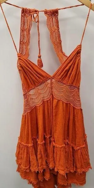 Free People Boho Burnt Orange Shirt Dress thumbnail 1