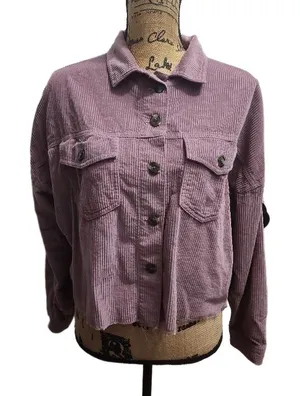 AMERICAN EAGLE Corduroy Jacket‎ Womens Size S Purple Cropped Casual Modern thumbnail 1