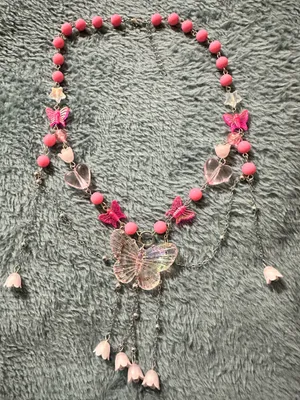 Pink Butterfly Necklace thumbnail 1