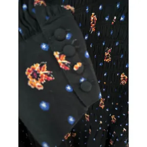 Free People Two Faces Smocked‎ Printed Mini Dress Black Combo Size Large thumbnail 11