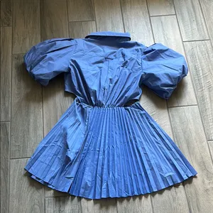 Jonathan Simkhai Blue Puff Sleeve Dress Size L thumbnail 5