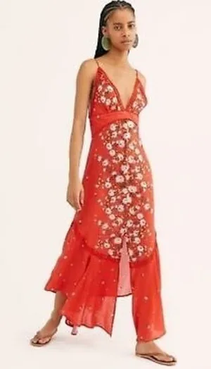 Free People spaghetti strap floral maxi dress thumbnail 1