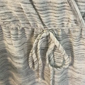 See You Monday Short‎ Sleeve Wrap Dress Gray Striped Drawstring Waist Size S thumbnail 4