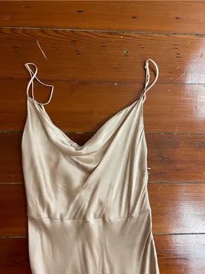 Park and Fifth Belmont Cowl Neck Satin Maxi Slip Dress Champagne Gold Sz M 🧡🎀 thumbnail 12