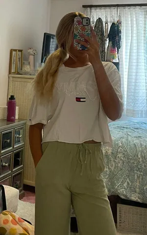 White Tommy Oversized Crop T thumbnail 1