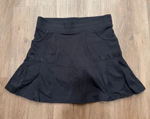 Athleta‎ Womens Black Pleated Athletic Skort Ribbed Waistband Small Pocketed thumbnail 1