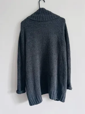 Merona Charcoal Hooded Open-Front Cardigan Sweater 2000s Boho thumbnail 3
