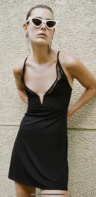 Zara Black Lace Bustier Slip Dress- Size Med thumbnail 1