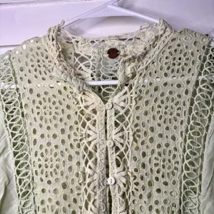 Free People One Karma Lace Mini Dress Light Green Cotton Gauze thumbnail 4