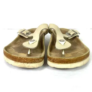 Birkenstock Gizah Cream Beige Ivory Leather Thong T Strap Sandals Size 7.5/38 thumbnail 3