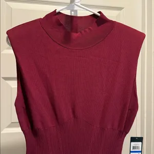 Guess Bodycon Dress‎ Wine Red Size XL NWT Mock Neck Party Mini thumbnail 3