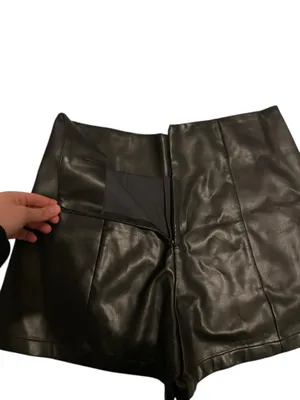 Black Faux Leather Mini High Waisted Shorts M thumbnail 3