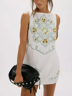 FREE PEOPLE NWT Electric Garden Mini Dress / Ivory Combo thumbnail 2