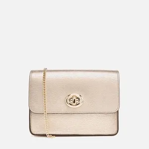 Coach Women's Turnlock Chain Crossbody Leather Bag, Platinum/Gold, NWOT thumbnail 11