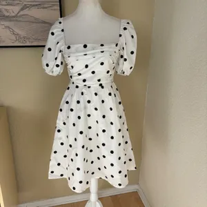 O.P.T Polka Dot River Pleated Mini Dress Whote Black Size‎ XS NWT thumbnail 2