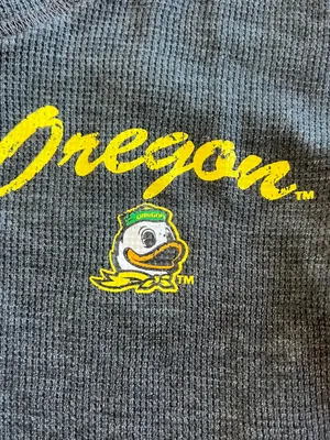 Oregon Ducks Thermal Henley Top Women’s Small Black Waffle Knit thumbnail 2