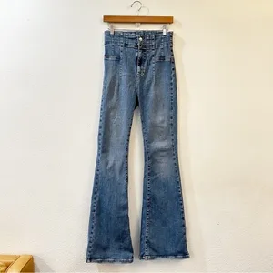 Free People We‎ The Free Jayde High Rise Flare Jeans in Sunburst Blue Size 29 thumbnail 5