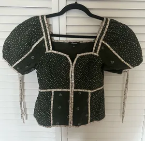 Madewell Quilted Puff Sleeve Patchwork Top thumbnail 1