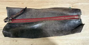 Vintage Dooney & Bourke Brown Leather 10.5" Red Zipper Panel With Brass Hardware thumbnail 1