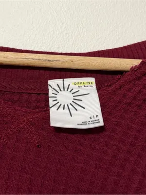 OFFLINE By Aerie Wow! Waffle Notch Neck Long Sleeve T-Shirt Size Small thumbnail 3