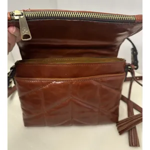 Patricia Nash Corfu Quilted Leather Crossbody Bag Purse Cognac Brown Oil-Waxed thumbnail 8