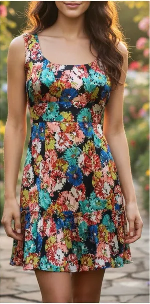 Nanette Lepore 100% Silk Mini Babydoll‎ Dress 10 Dark Floral Tiered Whimsy Fairy thumbnail 1