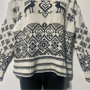 Chunky Knit Christmas Reindeer Fair Isle Sweater Size Small Vintage Glenover thumbnail 3