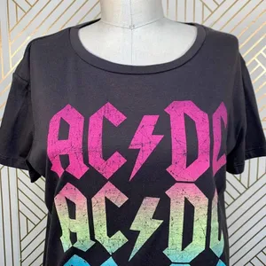 Chaser AC/DC Band Graphic Tee Shirt Gray‎ Neon thumbnail 2