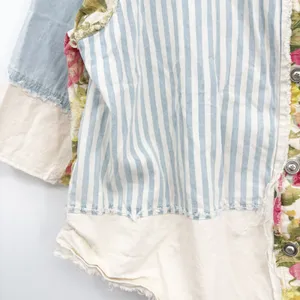 POL Womens Mixed Patchwork Floral Striped Boho‎ Oversized Button Up Shirt Size L thumbnail 6