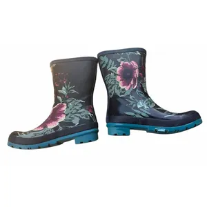 Joules Womens Molly Welly Rainboots Blue Floral Pattern Pink Floral Rain Boots 7 thumbnail 2