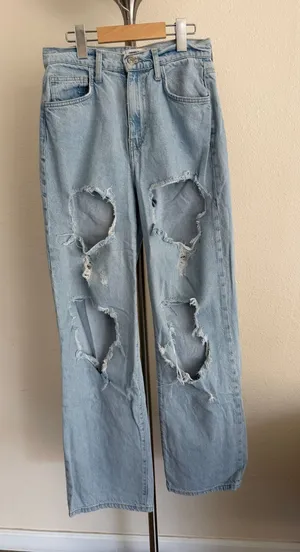 Forever 21 Light Blue High-Rise Straight Jeans thumbnail 1