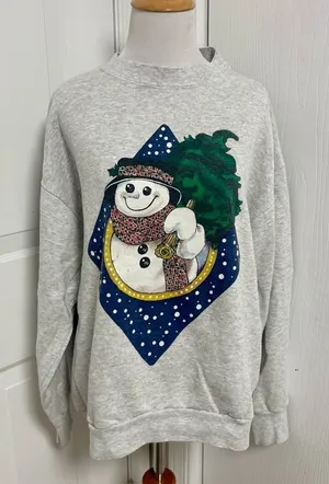 Vintage Snowman Crewneck Sweatshirt G5 thumbnail 1