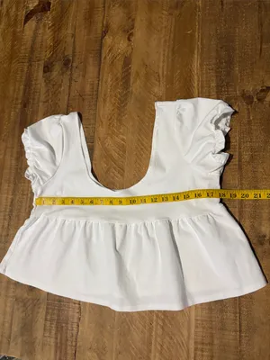 Pacsun White Ruffle Sleeve Peplum Babydoll Top thumbnail 2