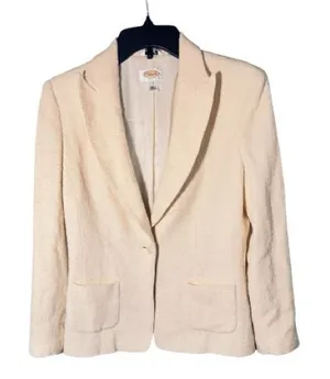 Talbots Petite Cream beige Italian fabric wool dress blazer business jacket thumbnail 1