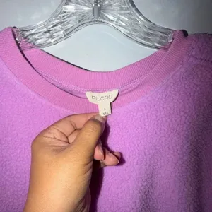 Pilcro Slouchy Crew-Neck Sweatshirt Orchid Pink Small Sherpa Dolman Sleeve #1400 thumbnail 4