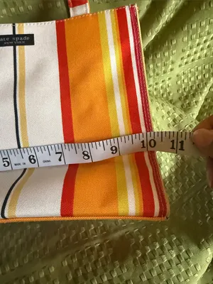 kate spade Yellow, Orange & Red Striped Canvas Tote NWOT thumbnail 9