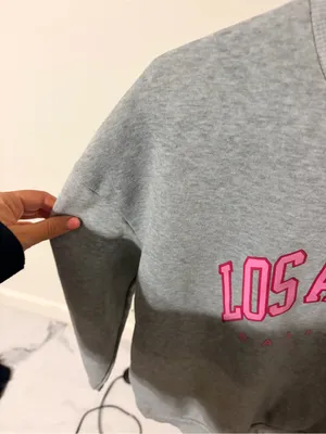 SHEIN Gray Crewneck Sweatshirt with Pink Los Angeles Graphic thumbnail 3