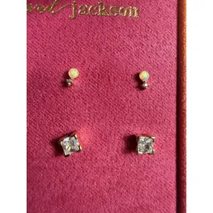 NEW IN BOX Olivia And Jackson 4 Earrings Set 925 Silver Cubic Zirconia Opalite thumbnail 7
