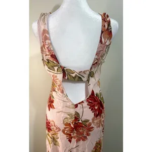 Paper Heart Floral Maxi Dress Womens S Pink New Linen Blend Open Back Sleeveless thumbnail 6