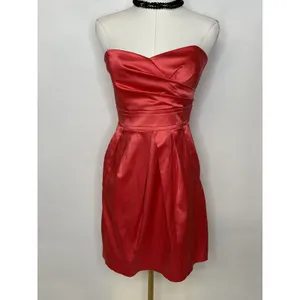 XXI Red Satin Strapless Sweetheart Mini Dress with Back Bow Size Medium thumbnail 2